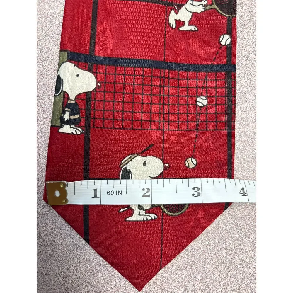 Snoopy Peanuts Tennis Tie Red Charlie Brown Woodstock Novelty